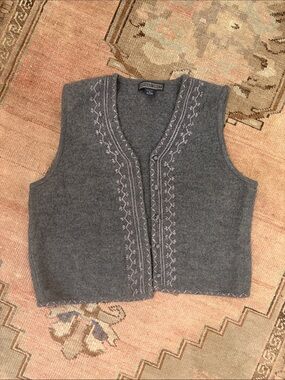 Vintage Herman Geist Boiled Wool Sweater Vest with Embroidery